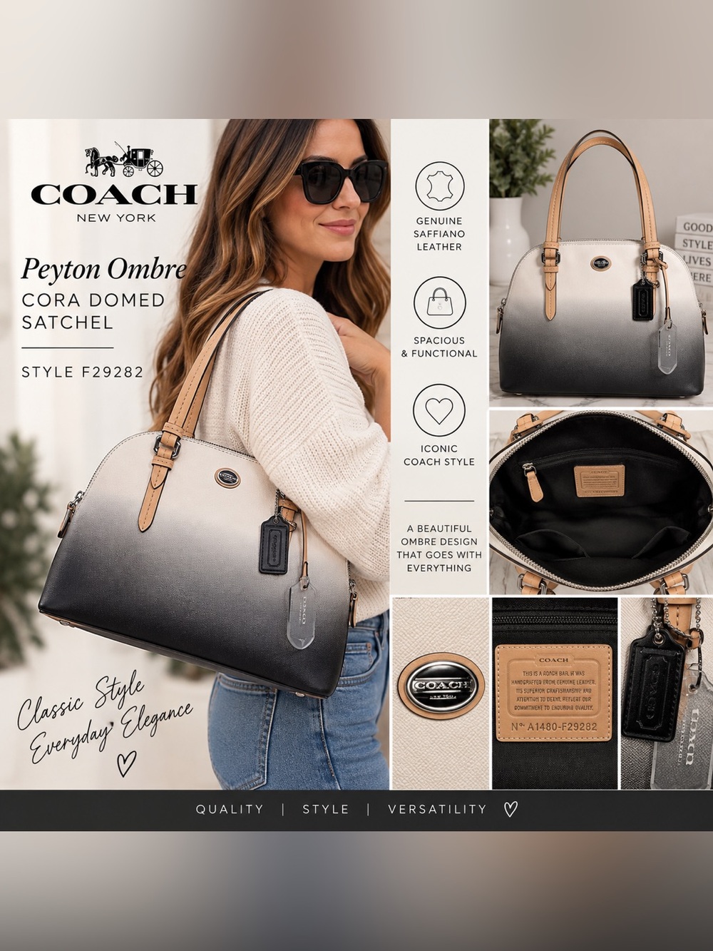 Coach Peyton Ombre Cora Domed Satchel – Style F29282